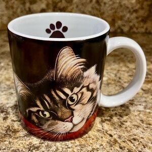 2004 Lang & Wise Long Hair Brown Tabby Cat-Themed Ceramic Mug Mocha Dominguez